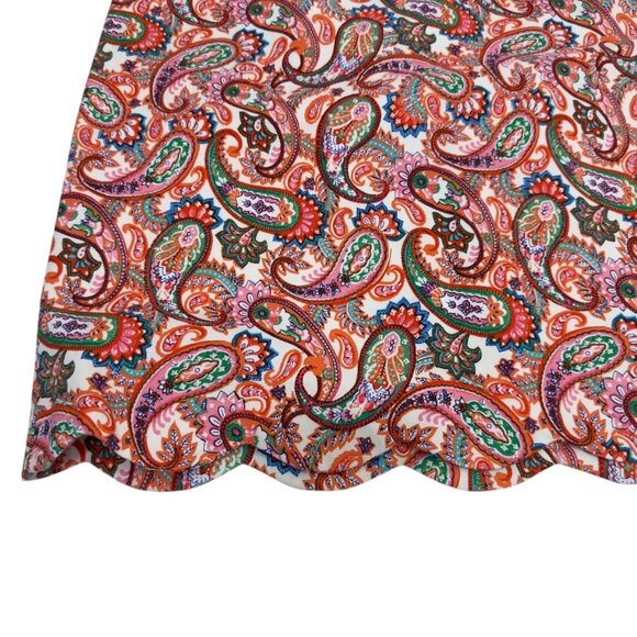 Talbots Womens Paisley Print A-Line Skirt Size 10 Multicolor Scalloped Hem Lined - Picture 7 of 9